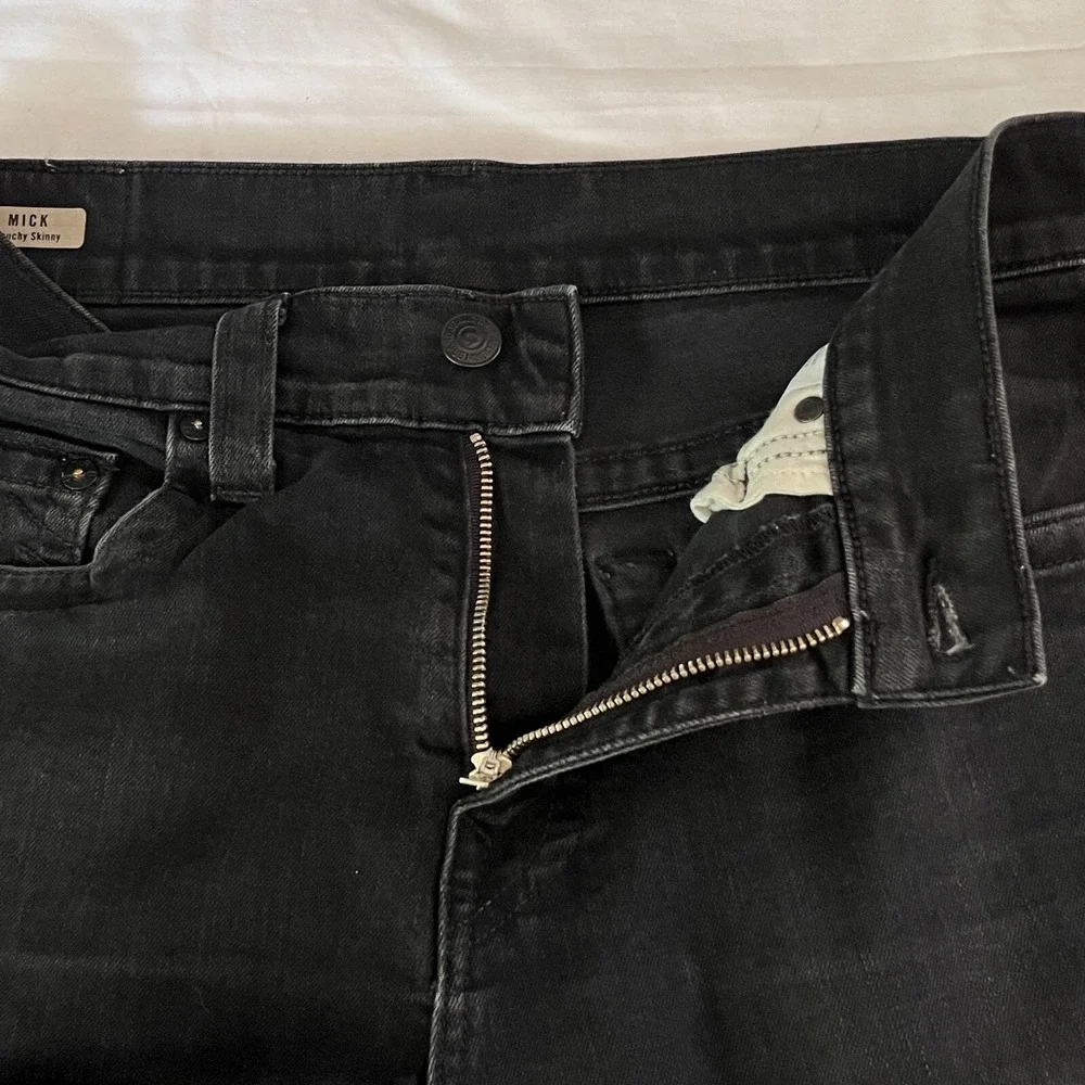 True Religion‎ Mick Slouchy Skinny Jeans Mens 32 Black Washed Streetwear Biker